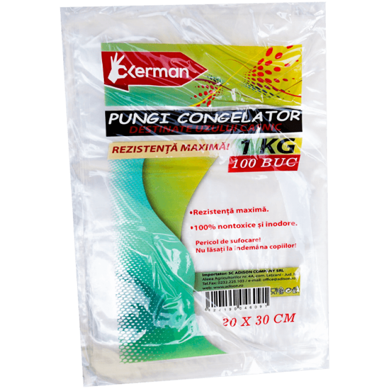 Pungi alimentare pentru congelator 1 kg Okerman 100 buc
